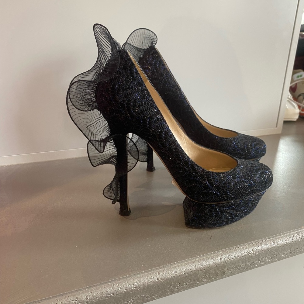 Nicholas Kirkwood Snakeskin Ruffle Platforms
